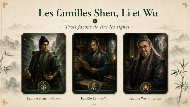 Les familles Shen, Li et Wu : trois façons de lire les signes